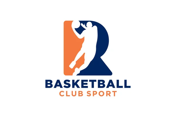 頭文字のRバスケットボールのロゴアイコン バスケットボールロゴタイプのシンボル — ストックベクタ
