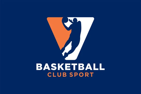 イニシャルはVバスケットボールロゴアイコン バスケットボールロゴタイプのシンボル — ストックベクタ