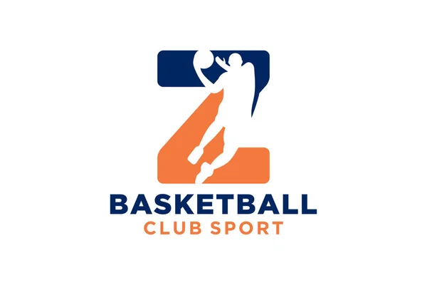 頭文字Zバスケットボールのロゴアイコン バスケットボールロゴタイプのシンボル — ストックベクタ