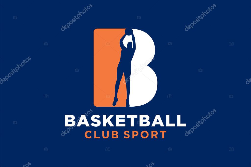 Initial letter B basketball logo icon. basket ball logotype symbol