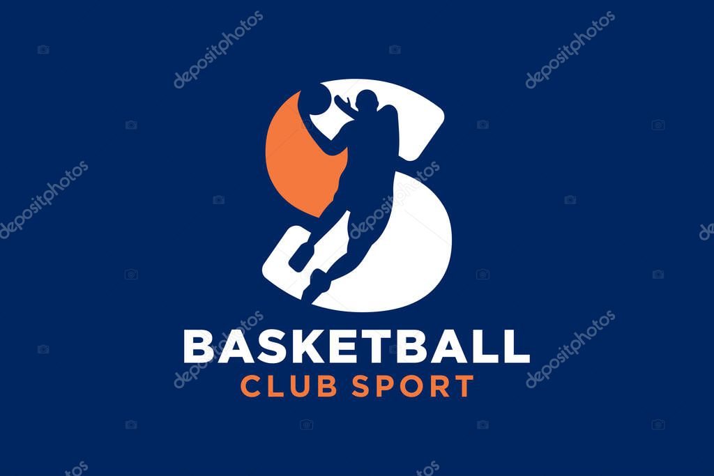 Initial letter S basketball logo icon. basket ball logotype symbol