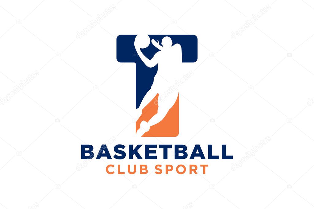 Initial letter T basketball logo icon. basket ball logotype symbol