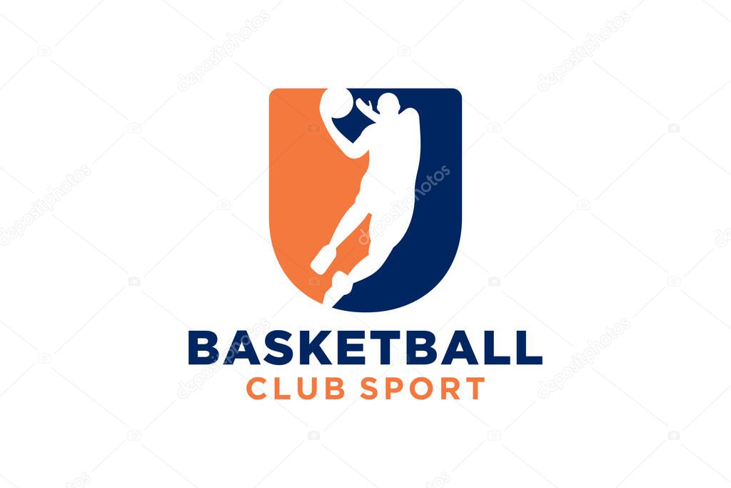 Initial letter U basketball logo icon. basket ball logotype symbol