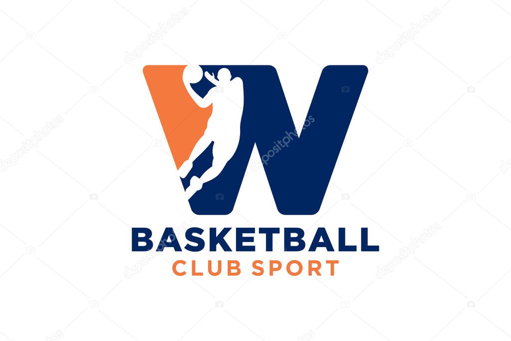 Initial letter W basketball logo icon. basket ball logotype symbol