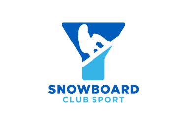 Snowboard yaratıcı geometrik modern logo tasarımı ile Y harfinin baş harfleri