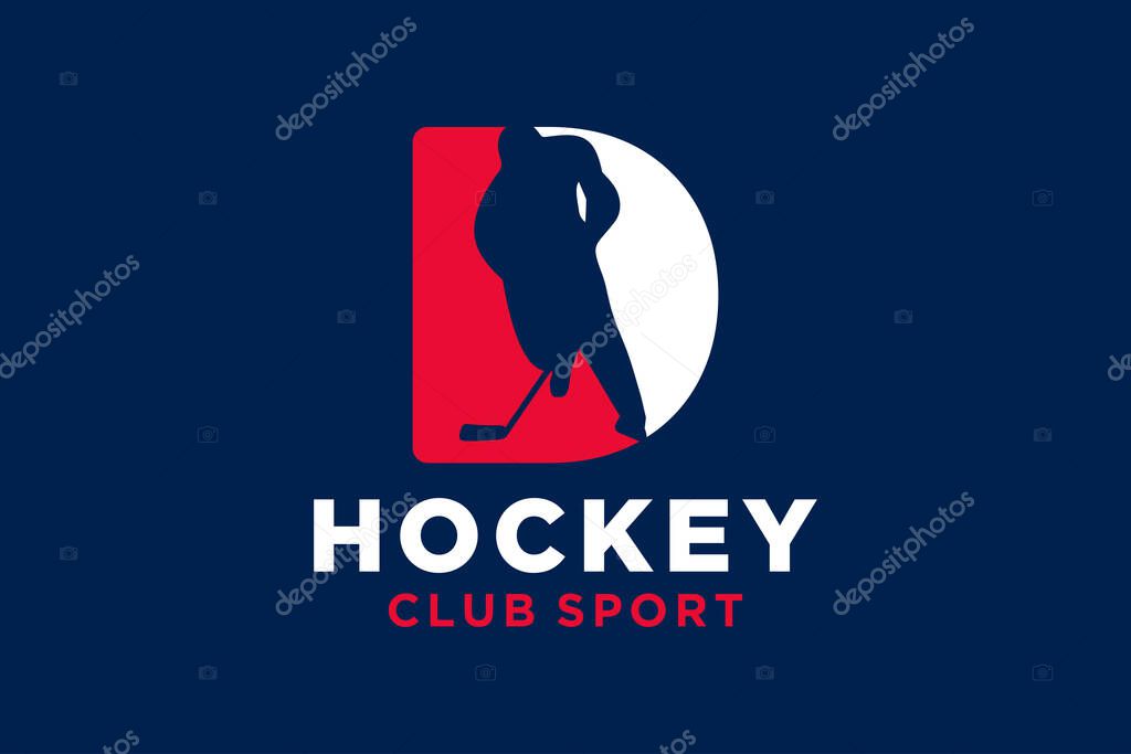 Vector initials letter D with hockey creative geometric modern logo design