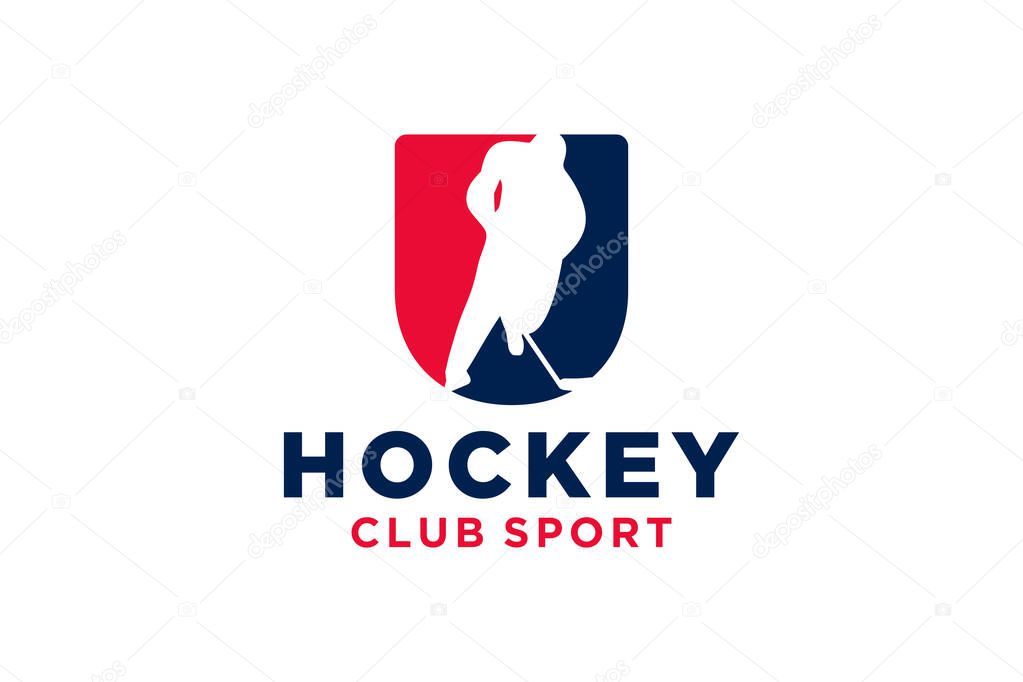 Vector initials letter U with hockey creative geometric modern logo design