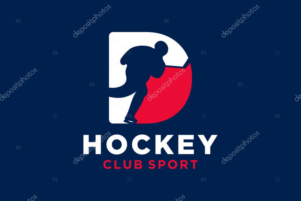 Vector initials letter D with hockey creative geometric modern logo design