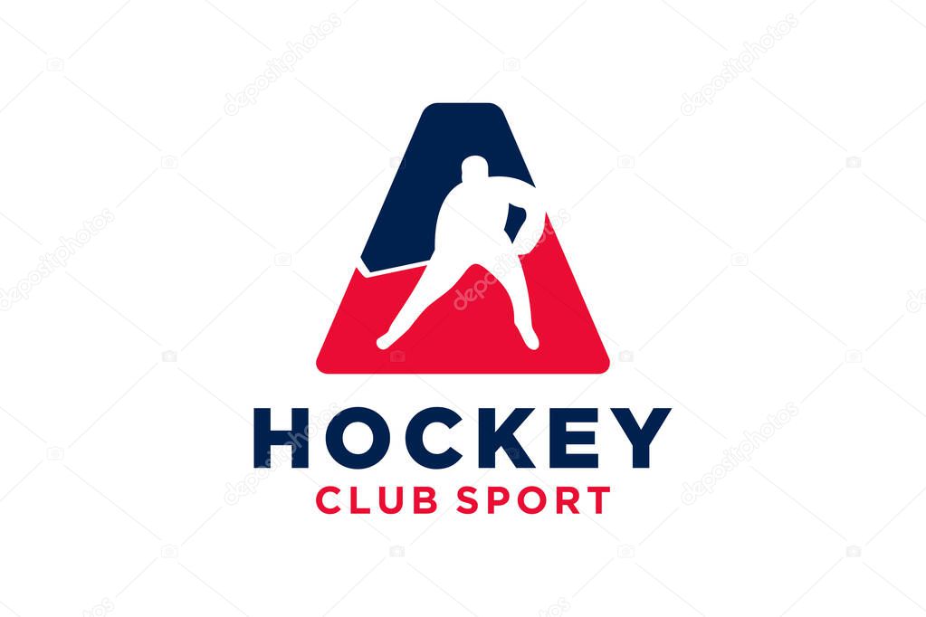 Vector initials letter A with hockey creative geometric modern logo design