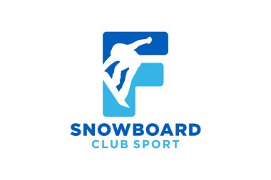 Snowboard yaratıcı geometrik modern logo tasarımlı F harfi.