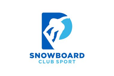 Snowboard yaratıcı geometrik modern logo tasarımlı P harfi.