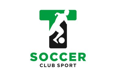 Futbolun yaratıcı geometrik modern logo tasarımlı baş harfleri T