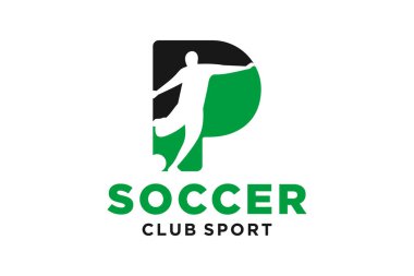 Futbolun yaratıcı geometrik modern logo tasarımlı baş harfleri P