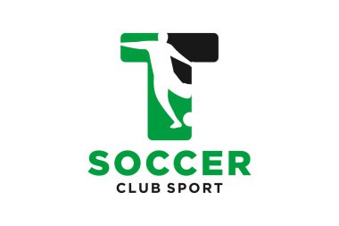 Futbolun yaratıcı geometrik modern logo tasarımlı baş harfleri T