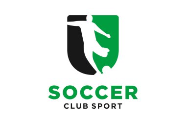 Futbolun yaratıcı geometrik modern logo tasarımlı baş harfleri U