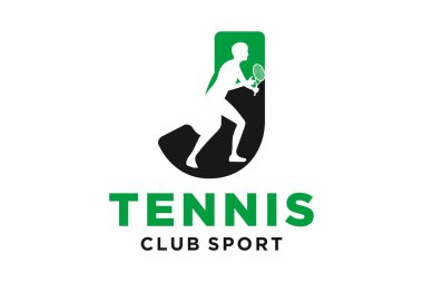 Tenis yaratıcı geometrik modern logo dizaynlı J harfinin baş harfleri.
