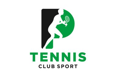 Tenis yaratıcı geometrik modern logo tasarımı ile P harfinin baş harfleri.