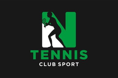 Tenis yaratıcı geometrik modern logo tasarımlı N harfinin baş harfleri.