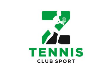 Tenis yaratıcı geometrik modern logo tasarımlı Z harfinin baş harfleri..