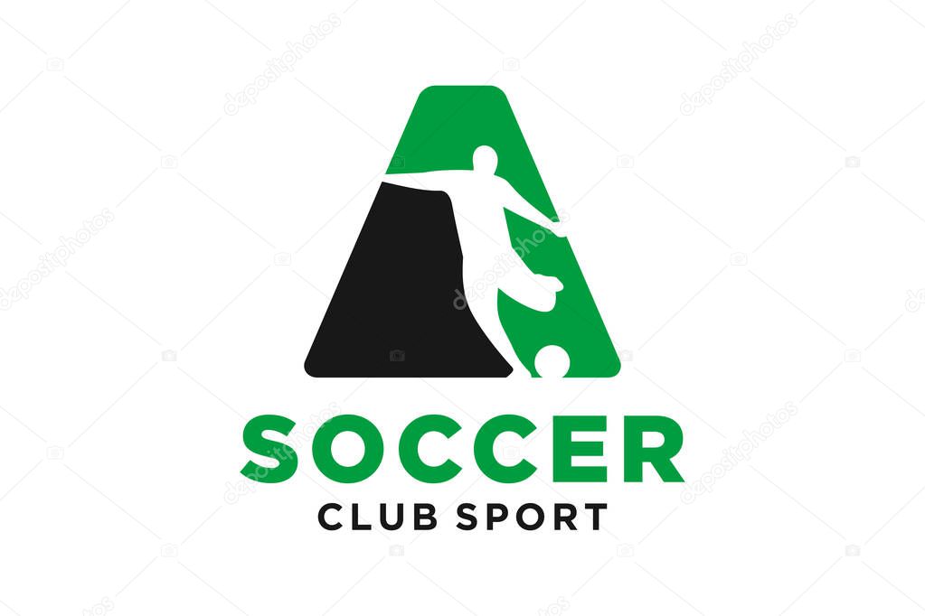 Vector initials letter A with soccer creative geometric modern logo design