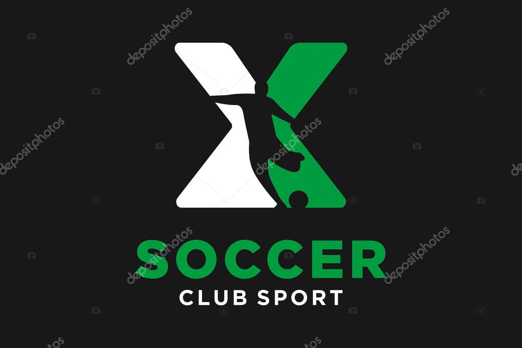 Vector initials letter X with soccer creative geometric modern logo design