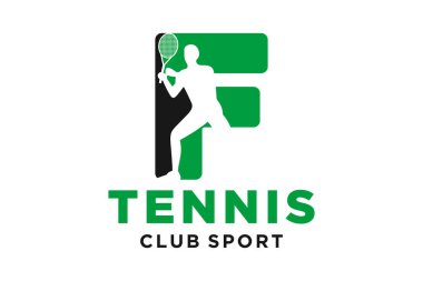 Tenis yaratıcı geometrik modern logo tasarımlı F harfli vektör baş harfleri.