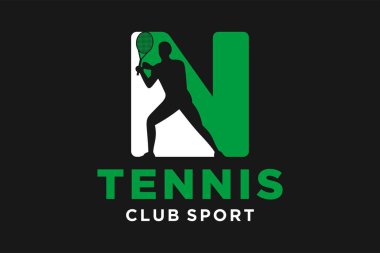 Tenis yaratıcı geometrik modern logo tasarımlı N harfinin baş harfleri.