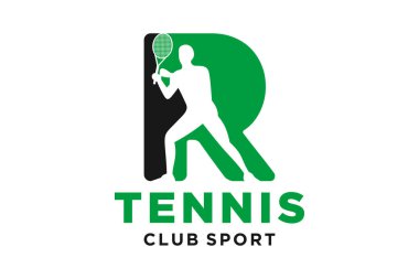 Tenis yaratıcı geometrik modern logo tasarımlı R harfinin baş harfleri.
