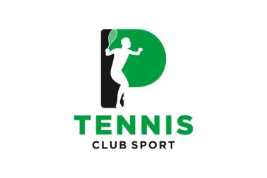 Tenis yaratıcı geometrik modern logo tasarımı ile P harfinin baş harfleri.