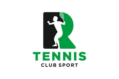 Tenis yaratıcı geometrik modern logo tasarımlı R harfinin baş harfleri.