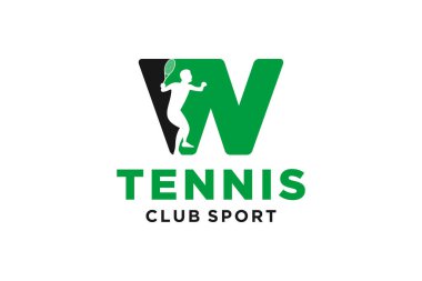 Tenis yaratıcı geometrik modern logo tasarımlı W harfinin baş harfleri.