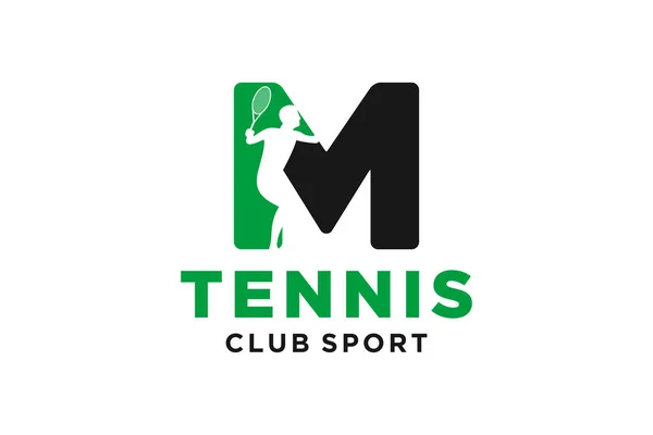 Tenis yaratıcı geometrik modern logo dizaynlı M harfinin baş harfleri.