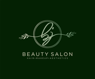 BJ 'in ilk kadın logo koleksiyonu şablonu. İmzalı el yazısı logosu, düğün, moda, mücevher, butik, çiçek ve botanik herhangi bir şirket için yaratıcı şablona sahip.