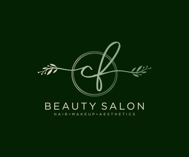 CF 'nin ilk kadın logo koleksiyonu şablonu. İmzalı el yazısı logosu, düğün, moda, mücevher, butik, çiçek ve botanik herhangi bir şirket için yaratıcı şablona sahip.