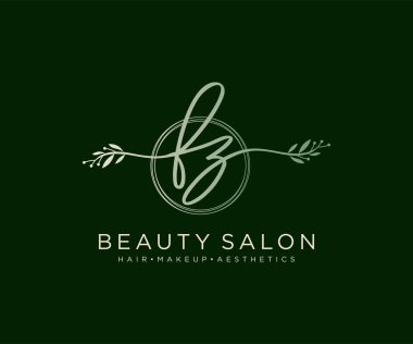 İlk FZ kadın logo koleksiyonu şablonu. İmzalı el yazısı logosu, düğün, moda, mücevher, butik, çiçek ve botanik herhangi bir şirket için yaratıcı şablona sahip.