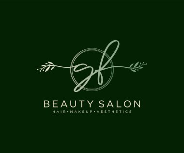 GF 'nin ilk kadın logo koleksiyonu şablonu. İmzalı el yazısı logosu, düğün, moda, mücevher, butik, çiçek ve botanik herhangi bir şirket için yaratıcı şablona sahip.