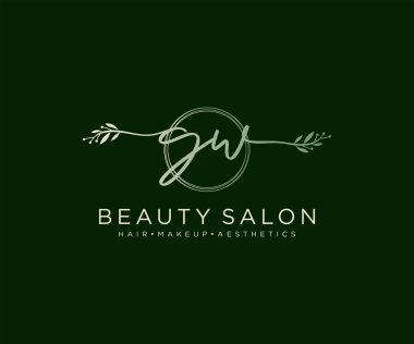 GW 'nin ilk kadın logo koleksiyonu şablonu. İmzalı el yazısı logosu, düğün, moda, mücevher, butik, çiçek ve botanik herhangi bir şirket için yaratıcı şablona sahip.