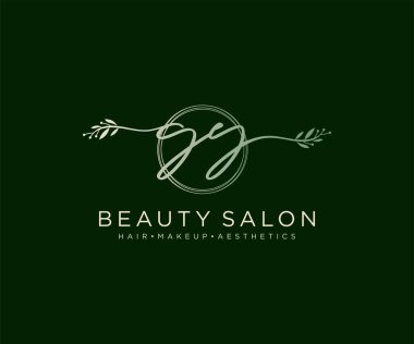 GY 'nin ilk kadın logo koleksiyonu şablonu. İmzalı el yazısı logosu, düğün, moda, mücevher, butik, çiçek ve botanik herhangi bir şirket için yaratıcı şablona sahip.