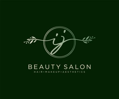 İlk IJ kadın logo koleksiyonu şablonu. İmzalı el yazısı logosu, düğün, moda, mücevher, butik, çiçek ve botanik herhangi bir şirket için yaratıcı şablona sahip.