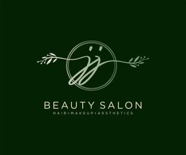 Baş harfleri JJ kadın logo koleksiyonu şablonu. İmzalı el yazısı logosu, düğün, moda, mücevher, butik, çiçek ve botanik herhangi bir şirket için yaratıcı şablona sahip.