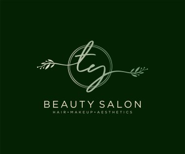 TY 'nin ilk dişi logo koleksiyonu şablonu. İmzalı el yazısı logosu, düğün, moda, mücevher, butik, çiçek ve botanik herhangi bir şirket için yaratıcı şablona sahip.