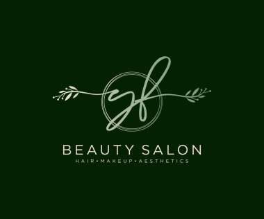 YF 'nin ilk kadın logo koleksiyonu şablonu. İmzalı el yazısı logosu, düğün, moda, mücevher, butik, çiçek ve botanik herhangi bir şirket için yaratıcı şablona sahip.