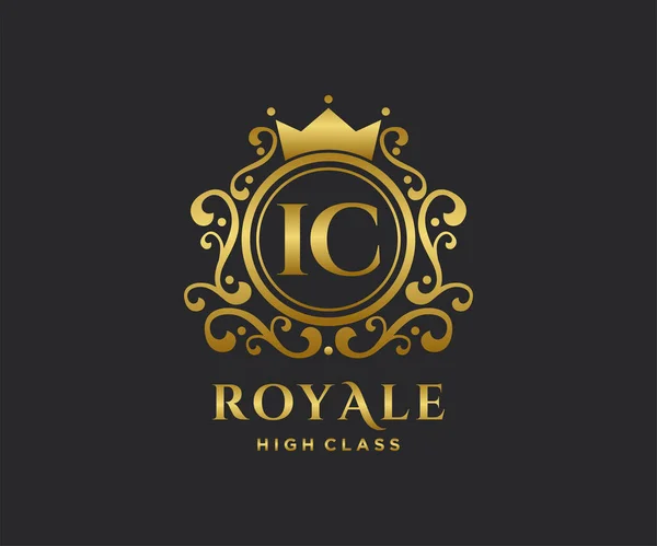 Golden Letter Template Logo Luxury Gold Letter Crown 알파벳 아름다운 — 스톡 벡터