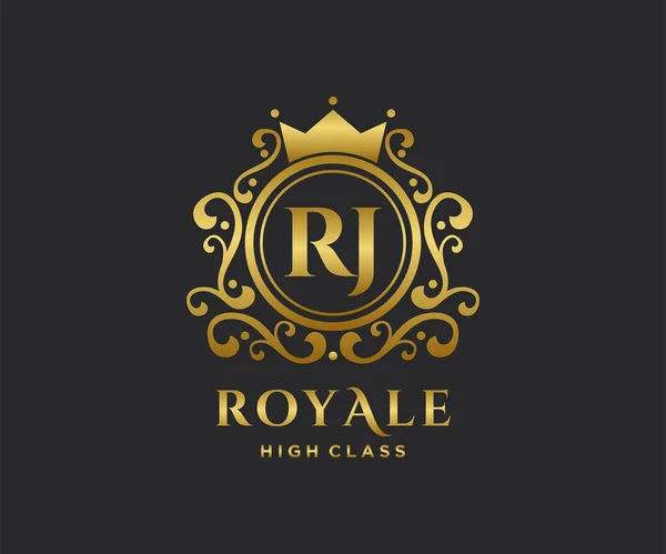 Golden Letter Template Logo Luxury Gold Letter Crown 알파벳 아름다운 — 스톡 벡터