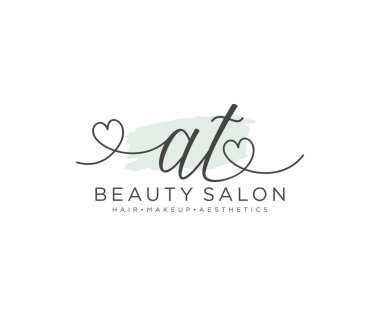 AT kadınsı logo koleksiyonu şablonu. İlk imzalı el yazısı logosu, düğün, moda, mücevher, butik, çiçek ve botanik, herhangi bir şirket veya işletme için yaratıcı şablona sahip..