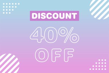 Yüzde 40 indirim ve indirim etiketleri. Etiket simgesinin fiyatı düz.