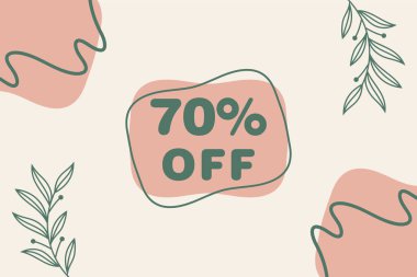 Yüzde 70 indirim ve indirim etiketleri. Etiket simgesinin fiyatı düz.