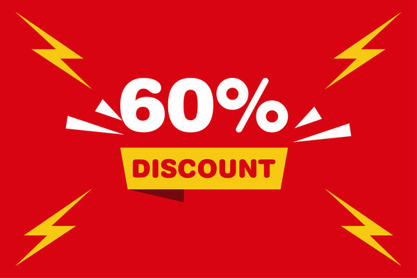 60 percent Sale and discount labels. price off tag icon flat.