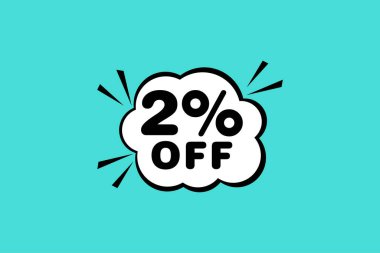 % 2 indirim ve indirim etiketleri. Etiket simgesinin fiyatı düz.