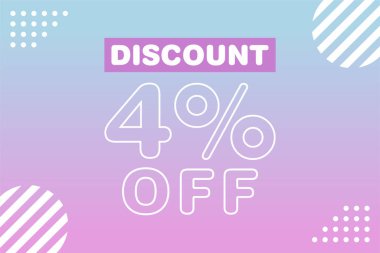 % 4 indirim ve indirim etiketleri. Etiket simgesinin fiyatı düz.